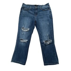 Judy Blue Womens Distressed Capri Jeans 13/31 Medium Wash Ripped JB82183MD